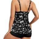 HUNTFAMI Tankinis Swim Suits for Women Two Piece 2025 Womens Bathing Suits Holiday Beachwear Women with Boyshorts (Black, XL)