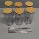 Icesip 16oz Acrylic Mason Jar Cups, Clear Cups with Plastic Lids and Straws, Iced Coffee Cup Drinking Glass Tumbler for Whiskey, Soda, Tea, Juice, Gift, 6pcs