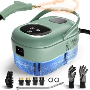 Steam Cleaner Handheld, 2500W High Pressure Steamer for Cleaning, Multi-Purpose Steamer for Home Use with 1.1L Water Tank, Car Steamer, Portable steamer for Kitchen, Furniture, Grout, Tile (Green)