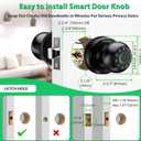 Smart Door Knob Fingerprint Lock 4-in-1 Keyless Entry (Fingerprint/App/Code/Key) Biometric Door with Auto-Lock Easy Install for Home/Bedroom/Office-Black