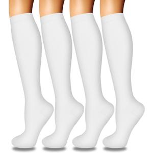 Iseasoo 4 Pairs Compression Socks for Women Circulation-Best Support for Nurses,Running,Athletic,Travel (Large-X-Large, 03-white)