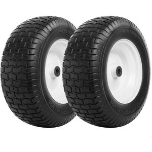 Taifa 16 Inch 2 PCS Solid Flat Free Replacement Tires and Wheels 6.50-8 with 3/4'' Axle Bore Hole, Air Less Wheel for Wheelbarrows, Lawn Mower, Garden Carts, Hand Trucks, Generators