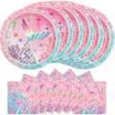 BOKFJBP 40pcs Mermaid Party Supplies Mermaid Themed Party Decorations for Princess Girls Baby Shower Under the Sea Little Birthday Decorations Ocean Party Tableware 9inPlates 
& Napkins for 20 Guests