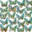 50 PCs Butterfly Wall Decor Cute Fairy Butterflies Wall Stickers 3D Butterflies for Birthday Cake Wedding Party Craft Room Decor Removable DIY Wall Decals sm- (Green)