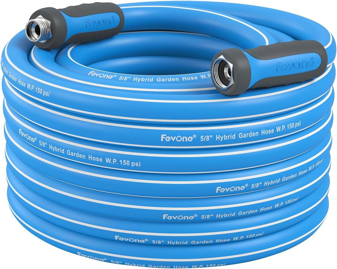 Fevone 55 ft Garden Hose, Offered by Manufacturer, Heavy Duty Water Hose, Hybrid Polymer, Kink Resistance, 3/4" GHT Aluminum Fittings, 5/8" ID, 600 PSI, Drinking Water Safe (GH7)
