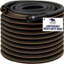 Rugged Rhino Heavy Duty Flexible Light Weight Garden Hose, 50ft x 5/8in, 4 Layer Leakproof Outdoor Gardening Tools, Watering Supplies, Powerful Water Pressure for Lawn, Flowers, Black Orange
