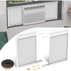 Adjustable Window Air Conditioner Side Panels with Frame Set,Extra Wide Window AC Side Panels for 5000 to 14000 Btu AC Units,Window Air Conditioner Side Panel Frame Kits,2 Pack