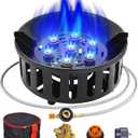 BESTFIRE Propane Burner Portable Gas Stove Single Burner Propane Stove 72,000 BTU Windproof Camping Stove with Piezo Ignition, Extended Hose & 3 Adapters, Portable with Carrying Bag (9.25'' x 4.53'')