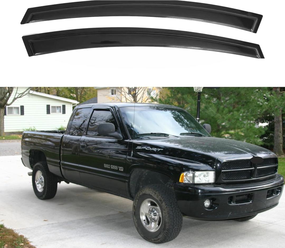 IG Window Visors Fit for 1994-2001 Dodge Ram 1500, Out-Channel Rain Guards Vent Wind Deflectors 2PC, Truck Accessories for 94-02 Dodge Ram 2500 3500 (Excludes Towing Mirror)