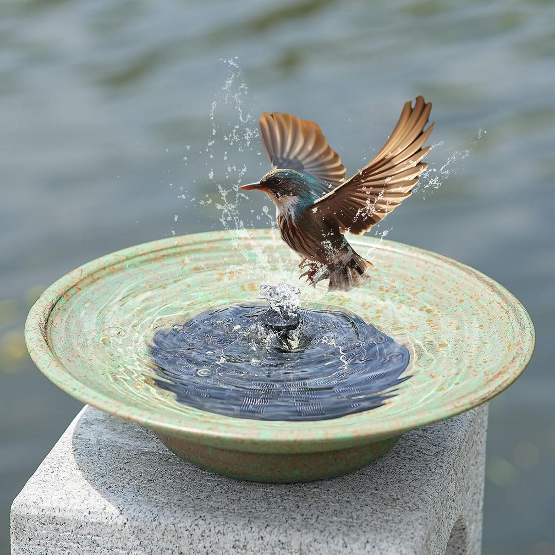 Solar Fountain Bird Bath, Metal Bird Bath Bubbler, Outdoor Bird Bath Bowl, for Outdoors Garden Patio Decor.