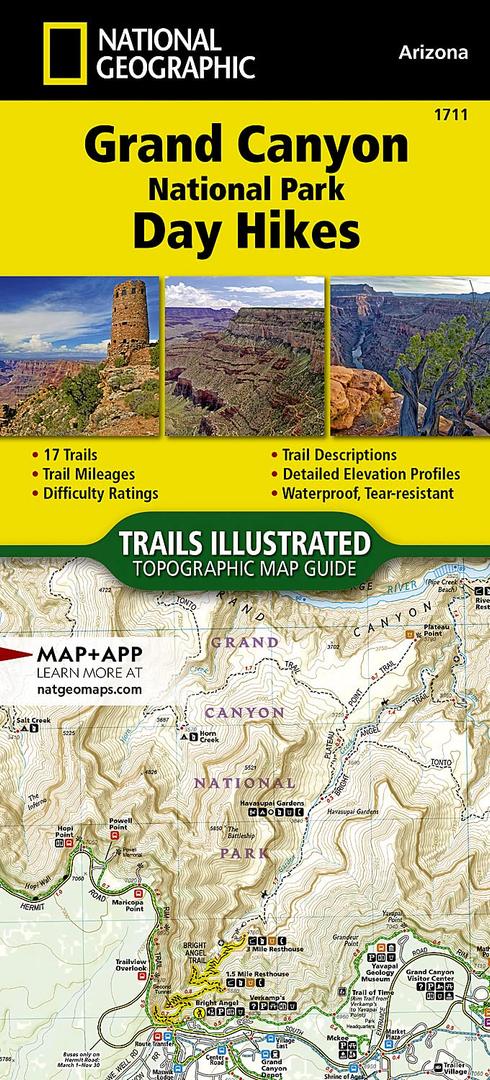 Grand Canyon National Park Day Hikes Map (National Geographic Topographic Map Guide, 1711)