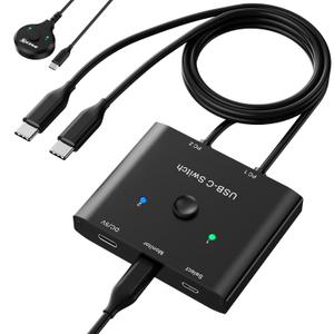 USB C Switch,Bi-Directional USB C Switcher 2 Computers,MLEEDA USB Type C KVM Switch 8K@60Hz 4K@120Hz Video/10Gbps Data Transfer/100W Charging,Compatible with Thunderbolt Device,USB-C Cables Included