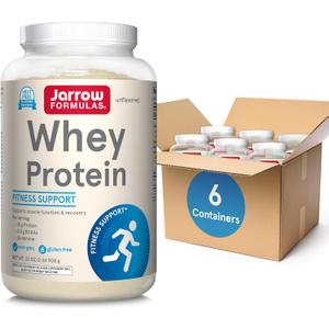 Jarrow Formulas Whey Protein With 18g of Protein, 3.8g of BCAAs, and Glutamine, Dietary Supplement for Muscle Function & Recovery Support, 32 oz Unflavored Powder, Approximately 38 Day Supply, 6 Packs (38 Servings (Pack of 6))