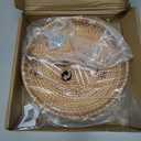 Hand Woven Rattan Serving Basket 8.7 inch - Round Platter for Fruit, Snacks, Appetizers, Bread, Breakfast, BBQs, Parties - Decorative Tray for Living Room, Kitchen, Dining Decor (Small)