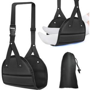 Travel Essentials for Women Men, 1 Pack Black Airplane Footrest Leg Foot Hammock Rest Travel Luggage Accessories Gadgets Under Desk Flying Long Fight Trip Seat Organizer Must Haves Gifts Kids Needs