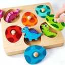 Montessori Toys for 1 Year Old Boys Girls Gifts: Wooden Shape Sorter & Color Match Baby Puzzles 12-18 Months - Dinosaur Matching Eggs Peg Puzzle for 1 2 Year Old Toddler Learning Activities