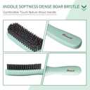 Slick Back Hair Brush, Professional Edge Control Brush, Middle Softness Boar Bristle Wooden Handle Hairbrush Smoothing Frizz & Flyaways, Natural Wood Comb for Thin and Fine Hair (Green)