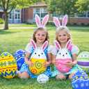 12 Pcs Inflatable Easter Eggs Outdoor Decorations, Large Blow up Easter Egg Decorations for Front Door, Porch or Garden, Easter Holiday Atmosphere, Celebrate Easter in Style