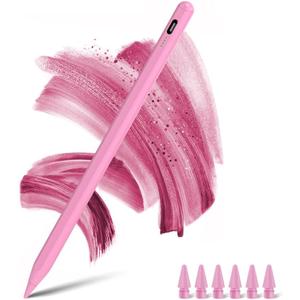Stylus Pen for iPad 2018-2025 with Palm Rejection & Power Display,Pencil for iPad 11th/10th/9th/8th/7th/6th Air M3/M2/5/4/3 Pro 11''/12.9''/M4/M5 Mini 7/6/5th (Pink)