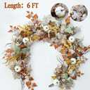 MIZII Fall Decor Artificial Maple Leaf Pumpkin Garland 6FT Fake Autumn Vines Garland Thanksgiving Halloween Harvest Decorations for Porch Mantle Table Centerpieces Fireplace Farmhouse (White PK)