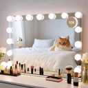 22.8" x 18.2" Wall-Mounted Mirror Vanity Mirror with Lights White Makeup Mirror Hollywood Mirror with 15 Dimmable LED Bulbs 3 Color Modes 10X Magnification & USB Charging Port