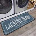 Laundry Room Rug Runner Non Slip Laundry Mats Mudroom Runner Farmhouse Kitchen Floor Mat Bathroom Laundry Room Decor Accessories(Blue, 20 X 47 inch)