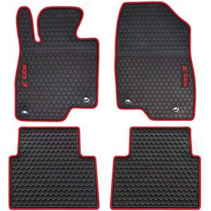 Car Floor Mats Custom Fit for Mazda 3 2014 2015 2016 2017 2018 Odorless Washable Heavy Duty Rubber (All Weather) Floor Liners Christmas Red