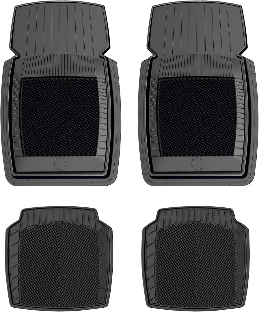 PantsSaver New Generation Car Mats All-Weather, Heavy Duty, Waterproof, Anti-Slip Rubber Floor Liners for Cars, Trucks, SUVs, Minivans & More 4 Piece Set, Black