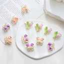 2 x Mini Hair Jaw Clips 12Pcs Sparkling Metal Flower Barrettes Non-Slip Metal Sparkly for Teens and Women Cute Hair Accessories (Pink)