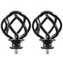 KAMANINA Replacement Finials for 1 or 7/ 8 Inch Curtain rods, Twisted Cage, M6 Screw Rod Finials, Black, 2pcs