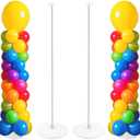 Tamodan Adjustable balloon column kit set of 2, 78 Inch balloon tower Reusable Metal Telescopic Designballoons tower stand for Weddings, Birthdays, Baby Showers & Graduation Events (Silver)