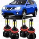 Light Bulb Custom Fit for Nissan Rogue 2015 2016 2017 2018 2019 2020 2021 2022 High Beam & Low Beam Combo 25000LM 6500K White 50000HRS lIFESPAN 4PCS