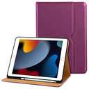 DTTO for iPad 9th/8th/7th Generation 10.2 Inch Case 2021/2020/2019, Premium Leather Business Folio Stand Cover with Apple Pencil Holder - Auto Wake/Sleep and Multiple Viewing Angles, Purple