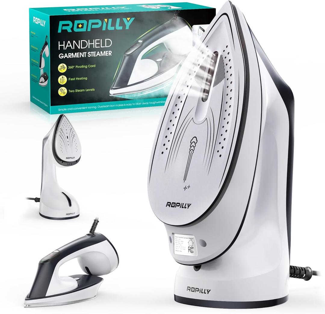 Steamer for Clothes, 1600W 2-in-1 Steamer & Iron with Large Ceramic Plate, Powerful Turbo Steam, Smart Temperature Control, Auto-Off, Wrinkle Remover for All Fabrics (white)
