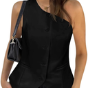 Cicy Bell Womens One Shoulder Blazer Vest Summer Fitted Button Down Waistcoat Trendy Work Sleeveless Suit Tops, XXL