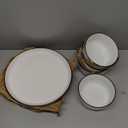 Gibson Home Oslo 16 Piece Porcelain Dinnerware Set, White w/Black Rim, Service for 4 (16pcs)