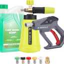 M MINGLE Pressure Washer Gun with Foam Cannon, 64 Fl Oz Car Wash Soap & 5 Power Washer Nozzle Tips, Car Wash Foam Gun for Car Washing, Patio Cleaning