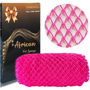 African Net Sponge Authentic, African Exfoliating Sponge Real African Net Black Owned, African Bath Sponge Back Scrubber, Body Exfoliator Shower Bath Accessories (Rose Pink)