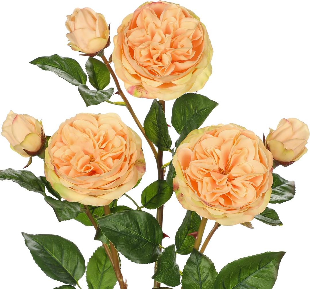Real Touch Artificial Roses (Set of 3)  23.6" Long Stem Yellow Garden Roses  Lifelike Faux Silk Flowers for Wedding Bouquets, Home Dcor, Centerpieces & Floral Arrangements