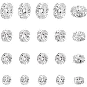 UNICRAFTALE About 40Pcs 4 Sizes Rhinestone Spacer Beads 316 Surgical Stainless Steel Beads 1~2mm Hole Stopper Beads Disc Rhinestone Bracelets Beads for Jewelry Making