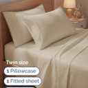 Twin 4 Piece Sheet Set - Comfy, Breathable & Cooling - Soft Hotel Luxury Bedding for Women, Men, Kids, Teens & Children - 1 Flat & 1 Fitted Sheet & 2 Pillowcases w/ Deep Pockets - Wrinkle Free - Cream