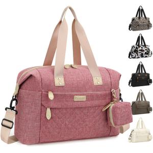 Diaper Bag Tote - Diaper Baby Bags with Pacifier Case, Shoulder Straps, Stroller Clips, Waterproof Large Mommy Bag Maternity Bag Travel Baby Bag for Mom and Dad, Pink 