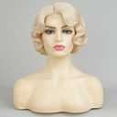 Kaneles Short Blonde Finger Wave Wigs for Women 1920s Wig Wave Vintage Natural Flapper Hair Wig Cosplay Costume Party Wigs