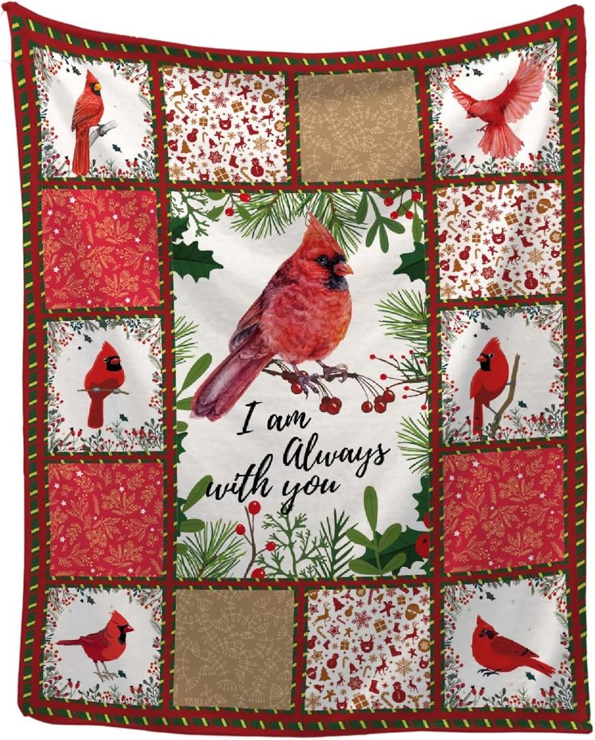Northern Cardinal Christmas Blanket with You Red Throw Blanket for Couch Soft Fleece Blanket Christmas Decorations Pets (40"X30")