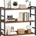 NUMENN Wide Bookshelf, 3 Tier Bookshelves, Home Office Bookcase Shelf Storage Organizer, Free Standing Storage Shelving Unit for Bedroom, Living Room and Home Office, Vintage