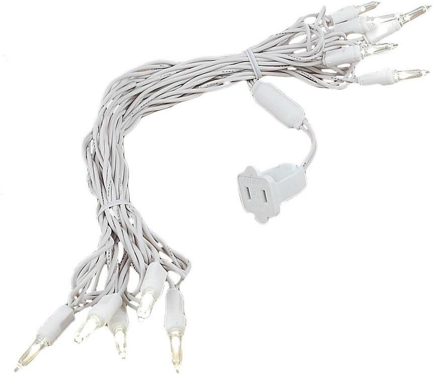 Novelty Lights Vintage Style T5 Warm White LED Christmas Lights, 11 Feet White Wire String of 10 Mini Bulbs, UL Listed Indoor/Outdoor Tree Lighting