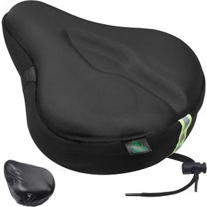 Zacro Bike Seat Cushion - Gel Padded Bike Seat Cover for Men Women Comfort, Extra Soft Exercise Bicycle Seat Compatible with Peloton, Outdoor & Indoor Bike Saddles(Large, Black)