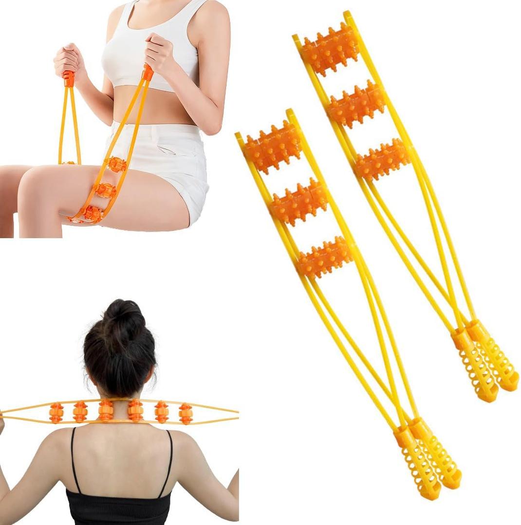 2 Pack Back and Neck Massager Back Massager Roller Rope Back Relax Massage Ball Roller Shoulder Massager Handheld Manual Therapy Self Massage Tools for Maderoterapia Colombiana Pain Relief