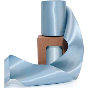 LaRibbons Light Blue Satin Ribbon 3 Inch x 10 Yards Continuous Light Blue Ribbon for Flower Bouquet, Chair Sashes, Baby Shower, Garland, Gift Wrapping, Christmas Decor, Craft Project