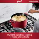 Ninja C20480 Foodi NeverStick Vivid 8-Quart Stock Pot with Glass Lid, Nonstick, Durable & Oven Safe To 400F, Cool-Touch Handles, Crimson Red